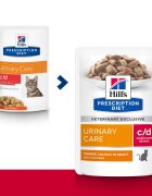 HILL'S Prescription Diet c/d Pui dietă veterinară plic hrană umedă pisici sistem urinar sistem nervos & calmante (în sos) bax 85g x 12buc