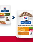 HILL'S Prescription Diet c/d Stress + Metabolic Pui dietă veterinară pisici plic hrană umedă sistem urinar metabolism (în sos) bax 85g x 12buc
