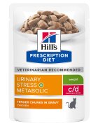 HILL'S Prescription Diet c/d Stress + Metabolic Pui dietă veterinară pisici plic hrană umedă sistem urinar metabolism (în sos) bax 85g x 12buc