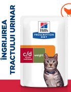 HILL'S Prescription Diet c/d Stress + Metabolic Pui dietă veterinară pisici plic hrană umedă sistem urinar metabolism (în sos) bax 85g x 12buc