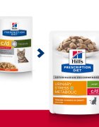 HILL'S Prescription Diet c/d Stress + Metabolic Pui dietă veterinară pisici plic hrană umedă sistem urinar metabolism (în sos) bax 85g x 12buc