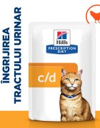 HILL'S Prescription Diet c/d Urinary Care Pui dietă veterinară pisici plic hrană umedă sistem urinar (în sos) bax 85g x 12buc