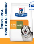 HILL'S Prescription Diet c/d Urinary + Weight Care + Metabolic Pui dietă veterinară câini hrană uscată afecțiuni urinare și metabolice c/d Urinary + Weight Care + Metabolic Pui dietă veterinară câini hrană uscată sistem u