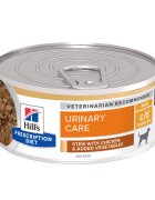 HILL'S Prescription Diet c/d + Weight Care Pui cu Legume dietă veterinară câini conservă hrană umedă sistem urinar și controlul greutății 156g