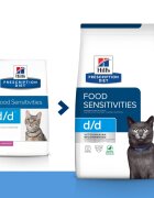 HILL'S Prescription Diet d/d Rață cu Mazăre dietă veterinară pisici hrană uscată sensibilități digestive d/d Rață cu Mazăre dietă veterinară pisici hrană uscată piele & blana sistem digestiv 3kg