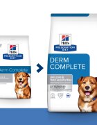 HILL'S Prescription Diet Derm Complete dietă veterinară câini hrană uscată afecțiuni dermatologice Derm Complete dietă veterinară câini hrană uscată piele & blana 1.5kg