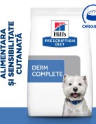 HILL'S Prescription Diet Derm Complete Mini dietă veterinară câini hrană uscată afecțiuni dermatologice Derm Complete Mini dietă veterinară câini hrană uscată piele & blana 6kg