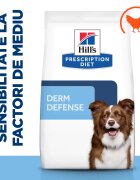 HILL'S Prescription Diet Derm Defense Pui dietă veterinară câini hrană uscată afecțiuni dermatologice Derm Defense Pui dietă veterinară câini hrană uscată piele & blana 12kg