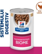 HILL'S Prescription Diet Gastrointestinal Biome Pui cu Legume dietă veterinară câini conservă hrană umedă sistem digestiv 354g