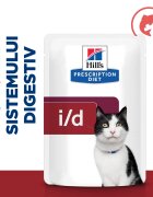 HILL'S Prescription Diet i/d Sensitive Digestive Care Somon dietă veterinară pisici plic hrană umedă sistem digestiv 85g x 12buc
