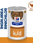 HILL'S Prescription Diet k/d Kidney Care Pui cu Legume dietă veterinară câini conservă hrană umedă afecțiuni renale k/d Kidney Care Pui cu Legume dietă veterinară câini conservă hrană umedă sistem renal (în sos) 354g