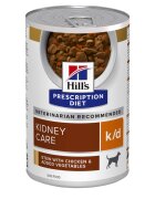 HILL'S Prescription Diet k/d Kidney Care Pui cu Legume dietă veterinară câini conservă hrană umedă afecțiuni renale k/d Kidney Care Pui cu Legume dietă veterinară câini conservă hrană umedă sistem renal (în sos) 354g
