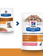 HILL'S Prescription Diet k/d Kidney Care Somon dietă veterinară pisici plic hrană umedă sistem renal 85g x 12buc