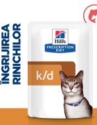 HILL'S Prescription Diet k/d Kidney Care Somon dietă veterinară pisici plic hrană umedă sistem renal 85g x 12buc