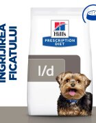 HILL'S Prescription Diet l/d dietă veterinară câini hrană uscată afecțiuni hepatice l/d Liver Care dietă veterinară câini hrană uscată sistem hepatic 1.5kg