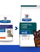 HILL'S Prescription Diet m/d Diabetes Care Pui dietă veterinară pisici hrană uscată afecțiuni metabolice (diabet) m/d Diabetes Care Pui dietă veterinară pisici hrană uscată metabolism (diabet) 3kg