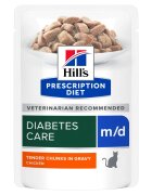 HILL'S Prescription Diet m/d Pui dietă veterinară plic hrană umedă pisici diabet bax 85g x 12buc