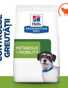 HILL'S Prescription Diet Metabolic + Weight Mini dietă veterinară câini hrană uscată afecțiuni metabolice (obezitate) Metabolic + Mobility Mini dietă veterinară câini hrană uscată metabolism (obezitate si diabet) sistem ar