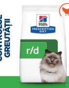 HILL'S Prescription Diet r/d Wheight Loss Pui dietă veterinară pisici hrană uscată scădere în greutate r/d Wheight Loss Pui dietă veterinară pisici hrană uscată metabolism (obezitate si diabet) 1.5kg