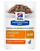 HILL'S Prescription Diet S/D Pui dietă veterinară plic hrană umedă pisici sistem urinar (în sos) bax 85g x 12buc
