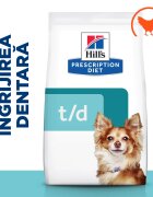 HILL'S Prescription Diet t/d Dental Care Mini Pui dietă veterinară câini hrană uscată sensibilități dentare 3kg