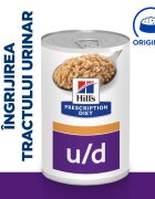 HILL'S Prescription Diet u/d Urinary Care dietă veterinară câini conservă hrană umedă sistem urinar 370g