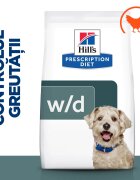 HILL'S Prescription Diet w/d Diabetes Care Pui dietă veterinară câini hrană uscată afecțiuni metabolice (diabet) w/d Diabetes Care Pui dietă veterinară câini hrană uscată metabolism ( obezitate si diabet) 10kg