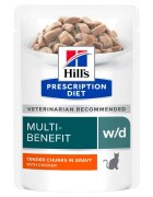HILL'S Prescription Diet w/d Multi-Benefit Pui dietă veterinară plic hrană umedă pisici obezitate & diabet bax 85g x 12buc