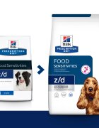 HILL'S Prescription Diet z/d Food Sensitivities dietă veterinară câini hrană uscată afecțiuni dermatologice și digestive z/d Food Sensitivities dietă veterinară câini hrană uscată piele & blana sistem digestiv 3kg