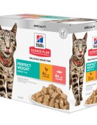 HILL'S Science Plan Perfect Weight Pui și Somon plic hrană umedă pisici obezitate (în sos) bax 85g x 12buc