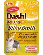 Inaba Churu Dashi Delights Silky Broth Pui și Brânză plic hrană umedă fără cereale pisici (topping) 40g