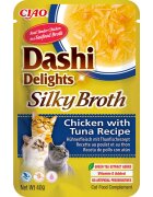 Inaba Churu Dashi Delights Silky Broth Pui și Ton plic hrană umedă fără cereale pisici (topping) 40g
