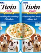 Inaba Churu Dog Twin XS-XL Pui și Brânză hrană umedă fără cereale câini (în supă) Churu Dog Twin XS-XL Pui și Brânză plic hrană umedă fără cereale câini (în supă) 80g