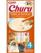 Inaba Churu Pui și Vită punguță tub recompense fără cereale pisici (topping) 56g