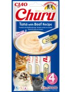 Inaba Churu Ton și Vită punguță tub recompense fără cereale pisici (topping) 56g