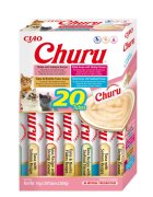 Inaba Churu Tuna & Seafood Varieties (Ton și Somon|Creveți|Fulgi de Bonito|Fructe de Mare) cutie tub recompense fără cereale pisici (topping) 280g