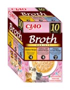 Inaba Ciao Broth Variety cu Pui Ton și Somon cutie hrană umedă fără cereale pisici (în supă) 400g