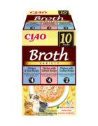 Inaba Ciao Broth Variety cu Pui Ton Somon și Scoici cutie hrană umedă fără cereale pisici (în supă) 400g