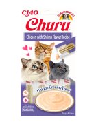 Inaba CIAO Churu Piure Pui și Creveti recompense lichide lichide fara cereale Pisici topping cremos 14g x 4