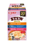 Inaba Ciao Stew Variety cu Pui Ton și Somon cutie hrană umedă fără cereale pisici (în supă) 400g