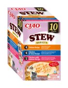 Inaba Ciao Stew Variety cu Pui Ton și Somon cutie hrană umedă fără cereale pisici (în supă) 400g