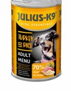 Julius-K9 Adult Menu XS-XL Curcan și Orez conservă hrană umedă câini (în sos) 1240g