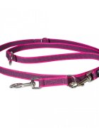 Julius-K9 Color & Gray lesă antiderapantă dublu ajustabilă cu mâner câini 2 carabine 50kg textil bandă 20mm x 2.2m roz