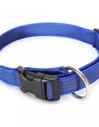 Julius-K9 Color & Gray zgardă ajustabilă cu mâner câini nylon 20mm x 27-42cm albastru cu gri