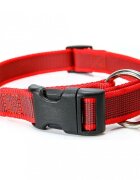 Julius-K9 Color & Gray zgardă ajustabilă cu mâner câini nylon 25mm x 39-45cm roșu