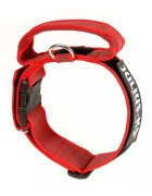 Julius-K9 Color & Gray zgardă ajustabilă cu mâner câini nylon 40mm x 38-53cm roșu cu gri