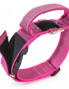 Julius-K9 Color & Gray zgardă ajustabilă cu mâner câini nylon 40mm x 38-53cm roz cu gri