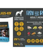 Julius-K9 Hypoallergenic Adult Menu XS-XL Pește și Orez hrană uscată câini alergii 12kg