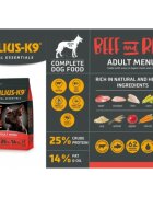Julius-K9 Hypoallergenic Adult Menu XS-XL Vită și Orez hrană uscată câini alergii 12kg