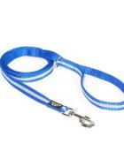 Julius-K9 IDC Rope lesă nylon cu fire flourescente cu mâner și inel câini 19mm x 1.8m IDC Rope lesă nylon cu fire flourescente câini 19mm x 1.8m albastru